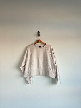 Nike DRI-FIT Women's Cream Versa Cropped Pullover Embossed Logo Sweatshirt SizeM